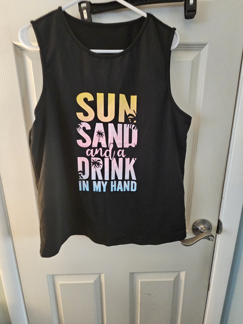 Black Girls' Graphic Tank Top - Sun, Sand and a Drink Design
